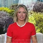 Dylan’s red conrast trim short sleeve sweater on Today