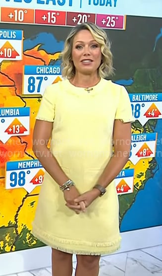 Dylan's yellow fringed tweed dress on Today
