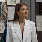 Electra’s white pinstripe suit on The Bold and the Beautiful Electra’s white pinstripe suit on The Bold and the Beautiful