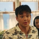 Eliot’s white printed short sleeve shirt on My Life with the Walter Boys
