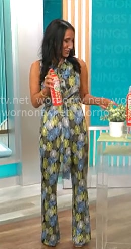 Elizabeth Werner's leaf print jumpsuit on CBS Mornings