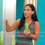 Elizabeth Werner’s purple and green geometric print dress on CBS Mornings Elizabeth Werner’s purple and green geometric print dress on CBS Mornings