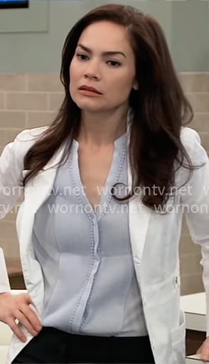 Elizabeth's light blue pintuck top on General Hospital Elizabeth's light blue pintuck top on General Hospital