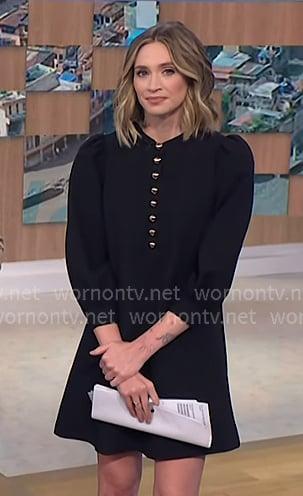 Ellison’s black button down mini dress on NBC News Daily Ellison’s black button down mini dress on NBC News Daily