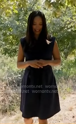 Emilie's navy sleeveless dress on Today