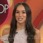 Emily Curl’s beige textured one off-shoulder dress on Today Emily Curl’s beige textured one off-shoulder dress on Today