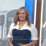 Emily's navy mixed media sheath dress on Today Emily's navy mixed media sheath dress on Today