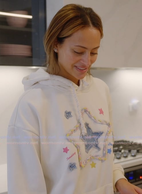 Emira’s white embroidered hoodie on Next Gen NYC Emira’s white embroidered hoodie on Next Gen NYC