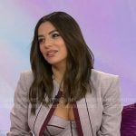 Eva Longoria’s grey contrast trim jacket and pants on Today
