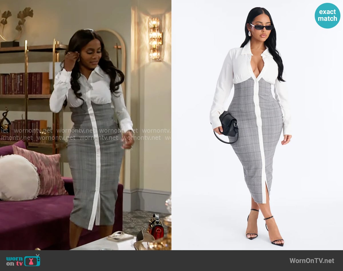 Fashion Nova Yasmin Plaid Shirt Midi Dress worn by Hayley Lawson (Marquita Goings) on Beyond the Gates Fashion Nova Yasmin Plaid Shirt Midi Dress worn by Hayley Lawson (Marquita Goings) on Beyond the Gates