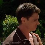 Finn’s brown shirt with white trims on The Bold and the Beautiful Finn’s brown shirt with white trims on The Bold and the Beautiful