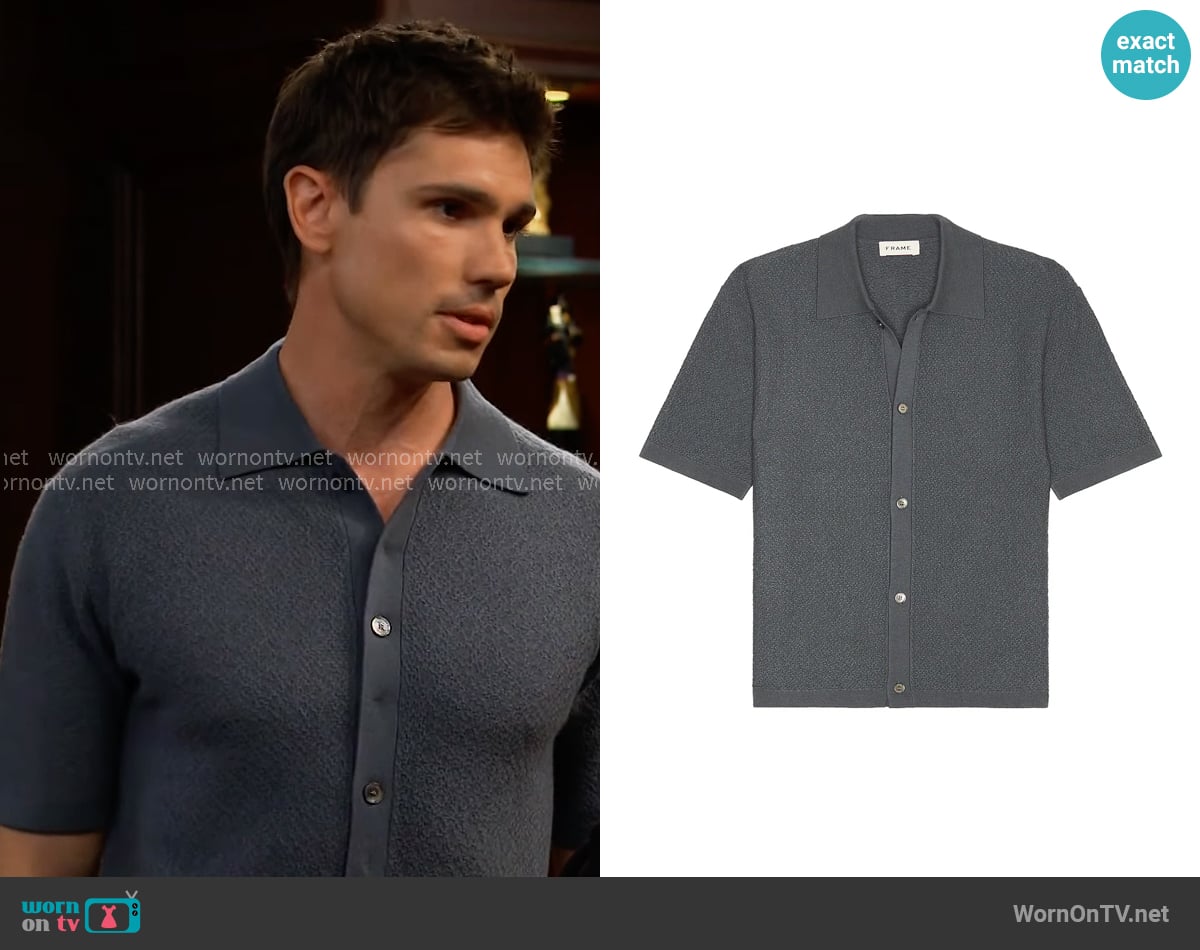 Frame Cardigan Sweater worn by Dr. John Finnegan (Tanner Novlan) on The Bold and the Beautiful Frame Cardigan Sweater worn by Dr. John Finnegan (Tanner Novlan) on The Bold and the Beautiful