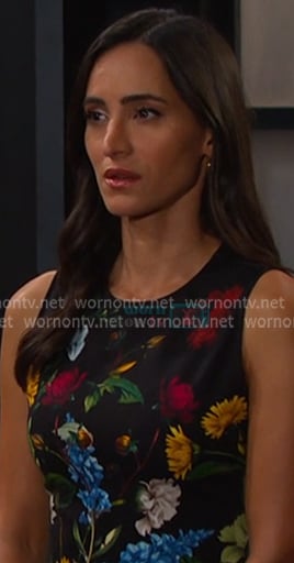 Gabi’s black floral sleeveless dress on Days of our Lives