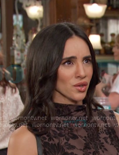 Gabi’s grey floral mock neck top on Days of our Lives Gabi’s grey floral mock neck top on Days of our Lives
