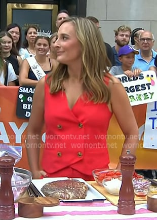 Gaby Dalkin's red vest and pants on Today