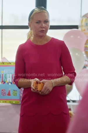 Galyna's pink scalloped mini dress on The McBee Dynasty Real American Cowboys