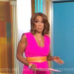 Gayle King’s pink square neck dress on CBS This Morning Gayle King’s pink square neck dress on CBS This Morning