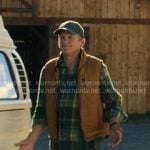 George's green plaid shirt and brown padded vest on My Life with the Walter Boys George's green plaid shirt and brown padded vest on My Life with the Walter Boys