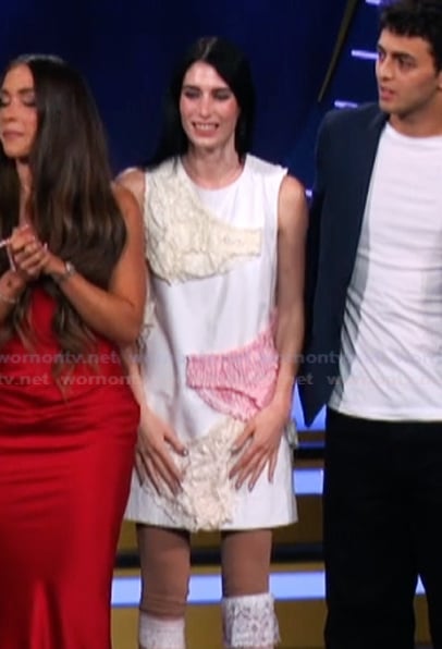 Georgia's white knicker applique mini dress on Next Gen NYC