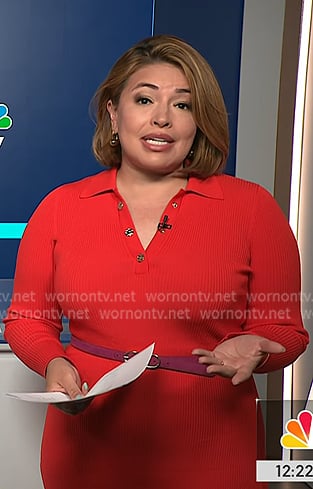Gilma Avalos's red polo dress on NBC News Daily