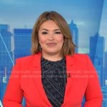 Gilma’s navy bandana print dress and red blazer on NBC News Daily