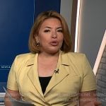 Gilma’s yellow double breasted short sleeve blazer on NBC News Daily Gilma’s yellow double breasted short sleeve blazer on NBC News Daily