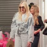 Gina’s denim belted jacket on The Real Housewives of Orange County Gina’s denim belted jacket on The Real Housewives of Orange County