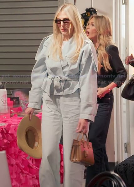 Gina's denim belted jacket on The Real Housewives of Orange County