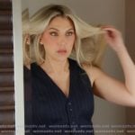 Gina’s navy pinstripe vest and pants on The Real Housewives of Orange County Gina’s navy pinstripe vest and pants on The Real Housewives of Orange County