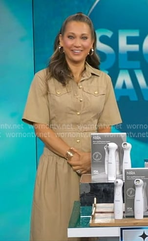 Ginger’s beige short sleeve shirtdress on Good Morning America
