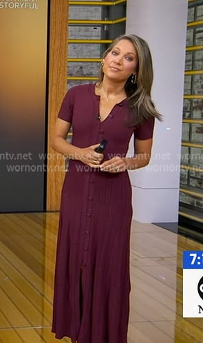 Ginger’s burgundy ribbed maxi dress on Good Morning America Ginger’s burgundy ribbed maxi dress on Good Morning America