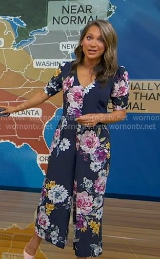 Ginger’s navy floral jumpsuit on Good Morning America Ginger’s navy floral jumpsuit on Good Morning America