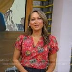 Ginger’s red floral v-neck top on Good Morning America Ginger’s red floral v-neck top on Good Morning America