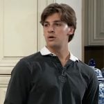 Gio's charcoal shirt with white collar on General Hospital Gio's charcoal shirt with white collar on General Hospital