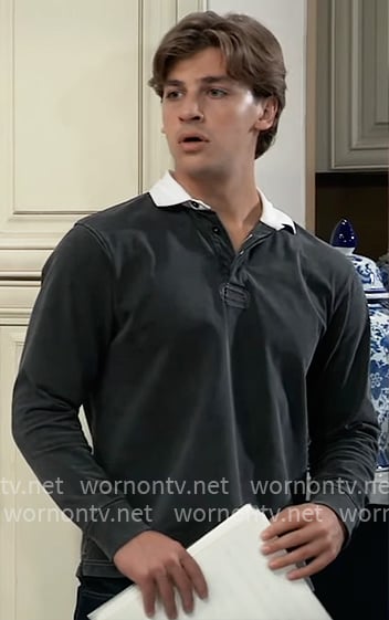 Gio's charcoal shirt with white collar on General Hospital