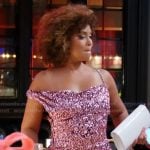 Gizelle’s pink metallic dress on The Real Housewives Ultimate Girls Trip Gizelle’s pink metallic dress on The Real Housewives Ultimate Girls Trip