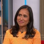 Grace Bastidas’s orange crochet top on NBC News Daily Grace Bastidas’s orange crochet top on NBC News Daily