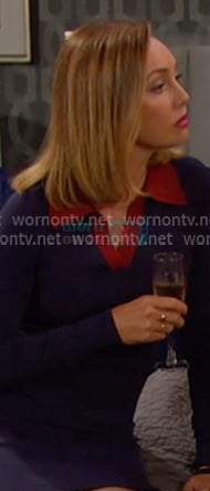 Gwen’s purple contrast collar sweater dress on Days of our Lives Gwen’s purple contrast collar sweater dress on Days of our Lives