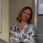 Gwen’s white floral button down blouse on Days of our Lives Gwen’s white floral button down blouse on Days of our Lives