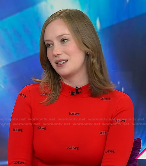 Hannah's red logo top on Today