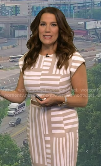 Heather's geometric print belted dress on Good Morning America