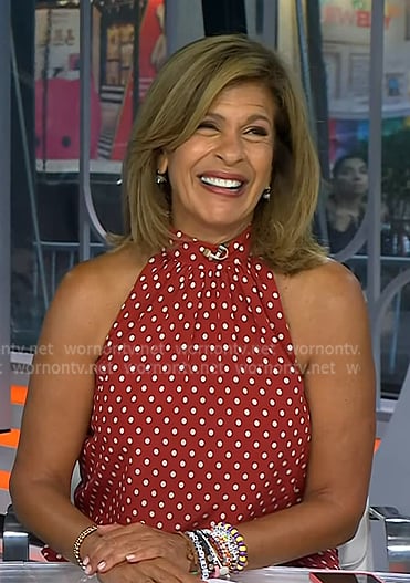 Hoda's red polka dot halter top on Today