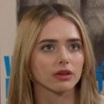 Holly’s white lace-up ruffle top on Days of our Lives Holly’s white lace-up ruffle top on Days of our Lives