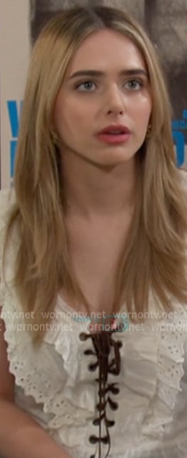 Holly’s white lace-up ruffle top on Days of our Lives