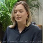 Hope’s navy tie-waist shirtdress on The Bold and the Beautiful Hope’s navy tie-waist shirtdress on The Bold and the Beautiful
