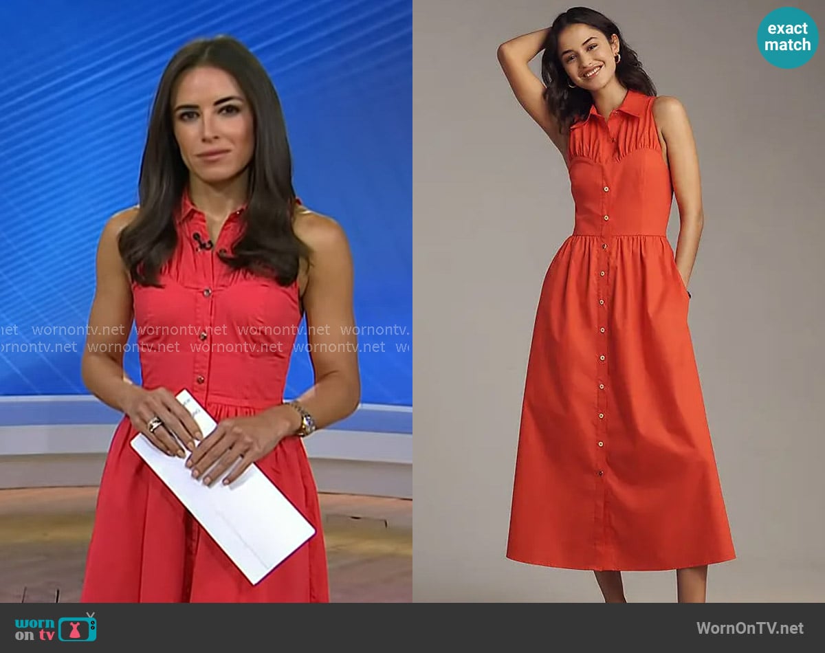 Hutch Vivian Sleeveless Midi Shirt Dress worn by Kaylee Hartung on Today Hutch Vivian Sleeveless Midi Shirt Dress worn by Kaylee Hartung on Today