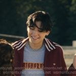 Isaac’s burgundy track jacket on My Life with the Walter Boys Isaac’s burgundy track jacket on My Life with the Walter Boys