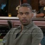 Izaiah’s green pointelle knit shirt on Beyond the Gates