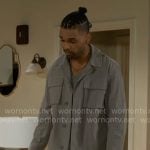 Izaiah’s grey jacket and pants on Beyond the Gates