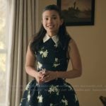 Jackie’s black floral print flare mini dress on My Life with the Walter Boys Jackie’s black floral print flare mini dress on My Life with the Walter Boys